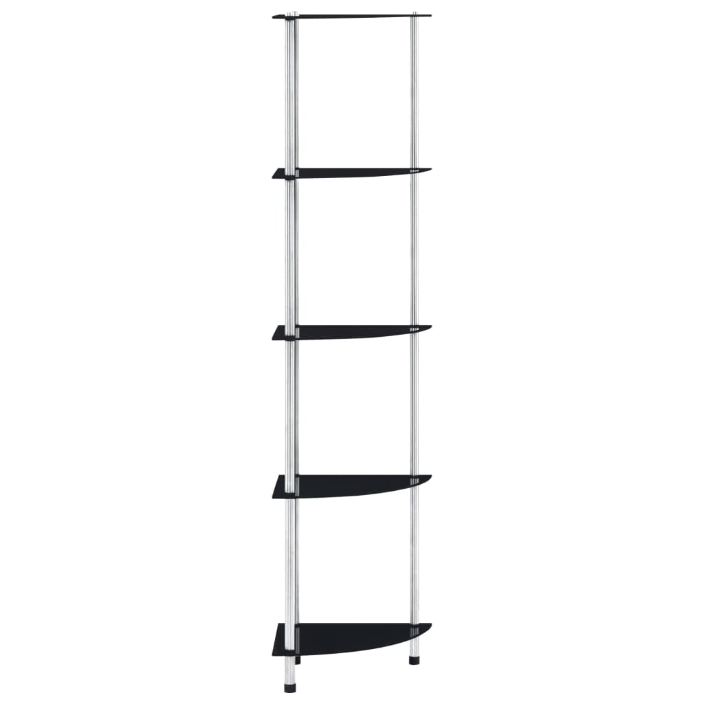 vidaXL Ράφι Διαφανές 5 Επιπέδων Μαύρο 30 x 30 x 130 εκ. Ψημένο Γυαλί