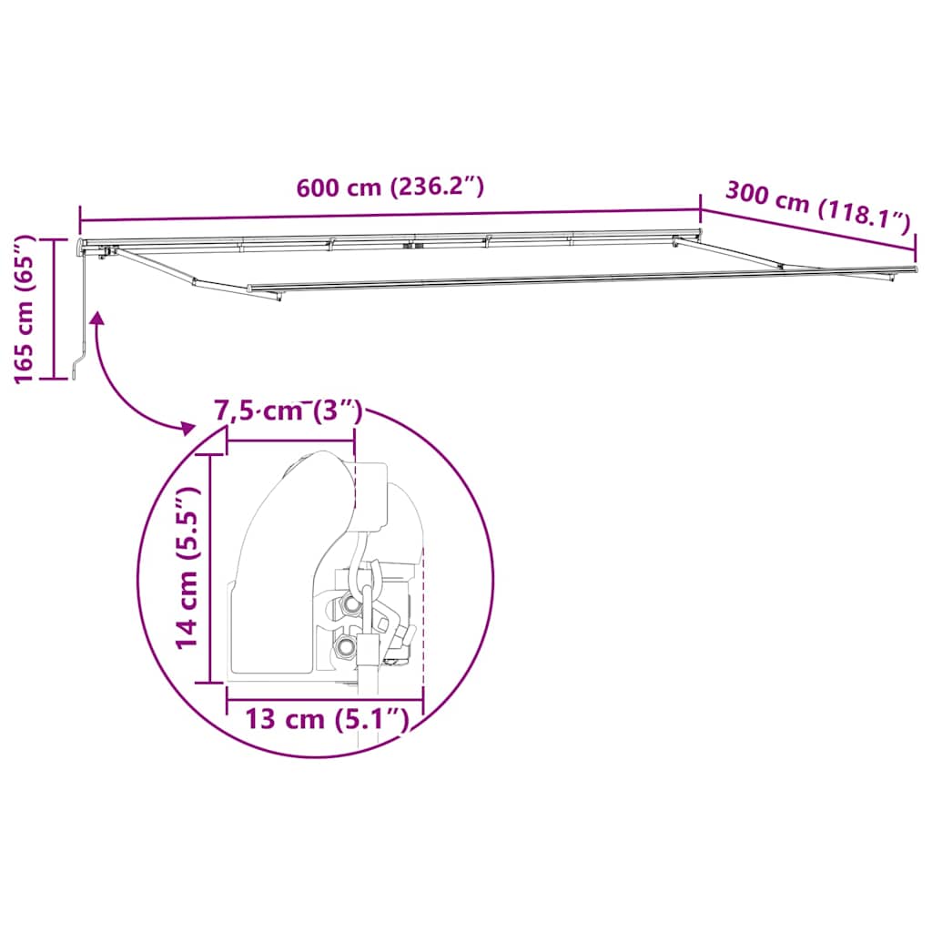 vidaXL Αντιανεμικό Λευκό 6 x 3 m Μέταλλο