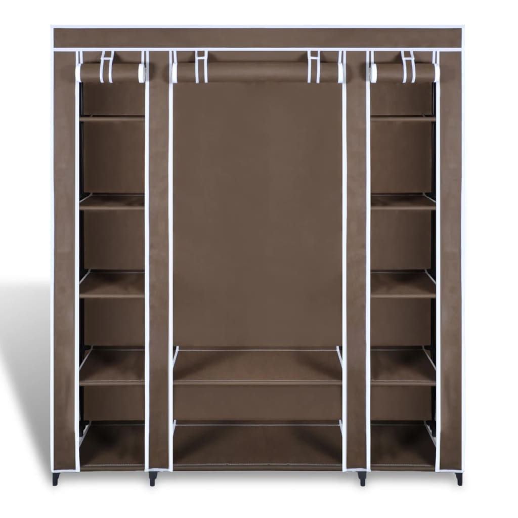 vidaXL Ντουλάπα με Ράφια / Σωλήνες Καφέ 45 x 150 x 176 εκ. Υφασμάτινη