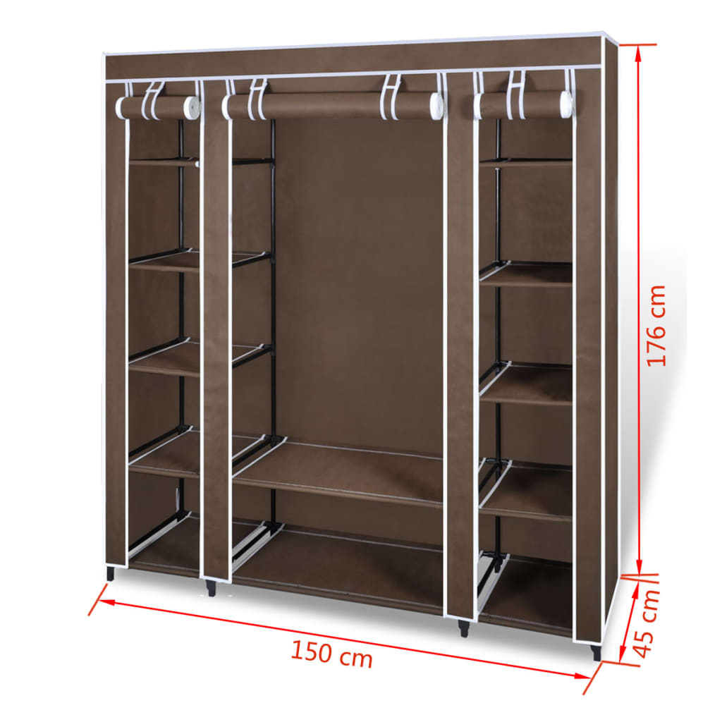 vidaXL Ντουλάπα με Ράφια / Σωλήνες Καφέ 45 x 150 x 176 εκ. Υφασμάτινη