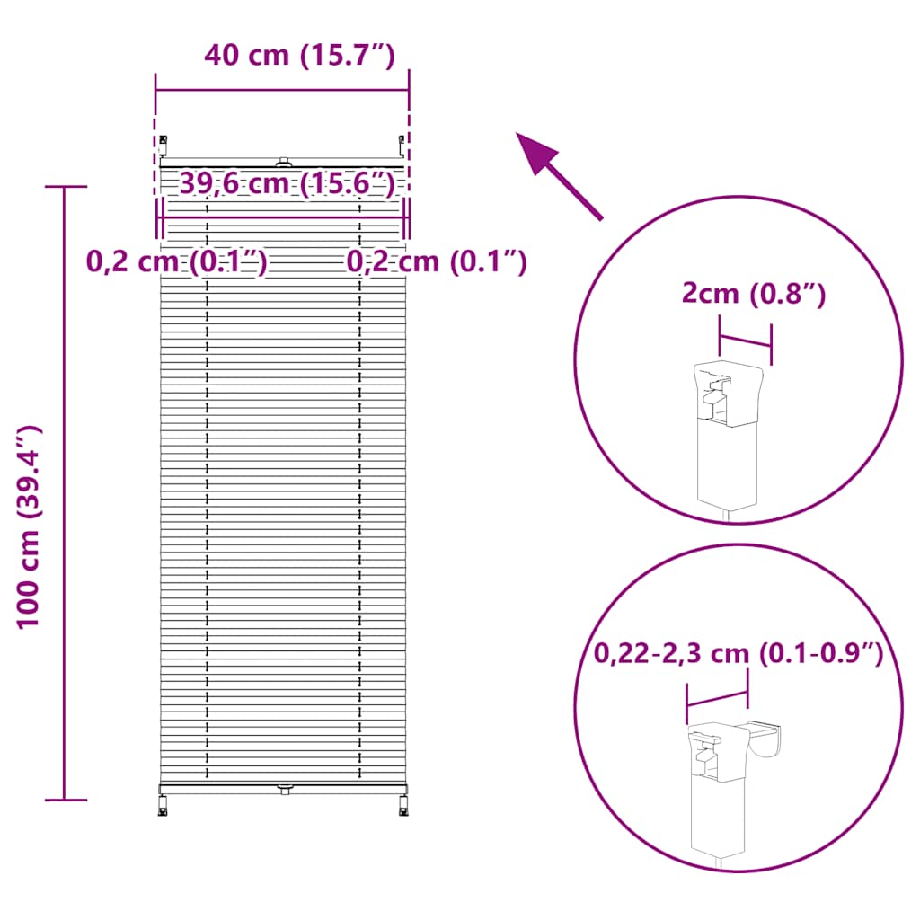 vidaXL Σύστημα Σκίασης Πλισέ Λευκό 40 x 100 εκ.