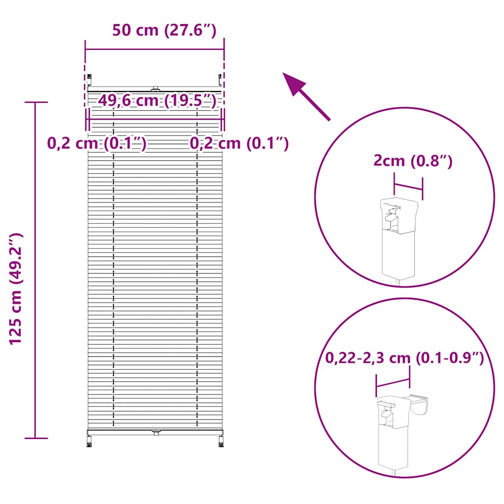 vidaXL Πλισέ ρόλερ σκίασης 50x125cm Λευκό