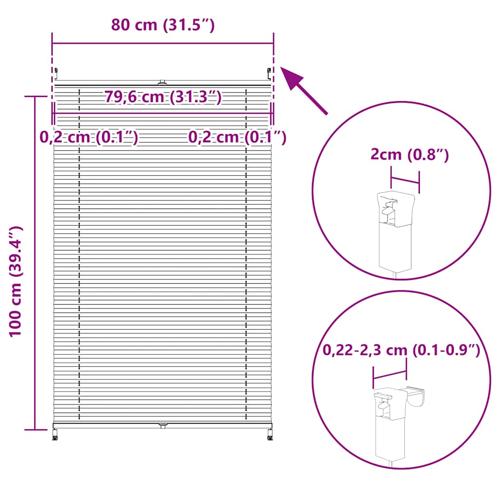 Πλισέ στόρι σκίασης 80x100cm Λευκό