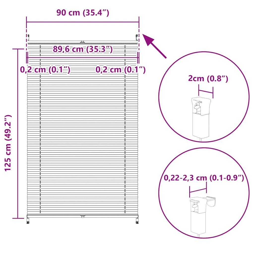 Πλισέ στόρι σκίασης 90 x 1125 cm Λευκό