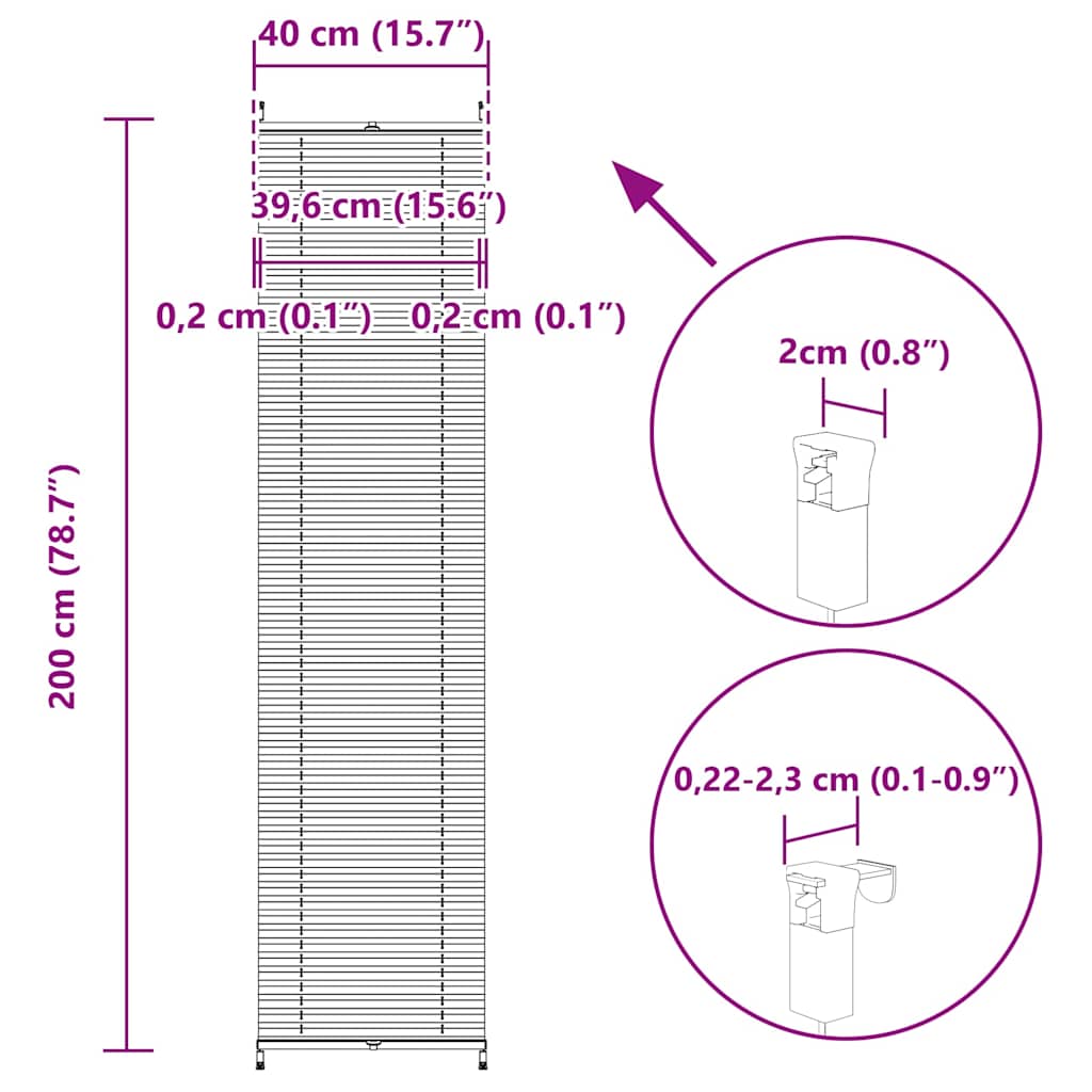 vidaXL Σύστημα Σκίασης Πλισέ Κρεμ 40 x 200 εκ.