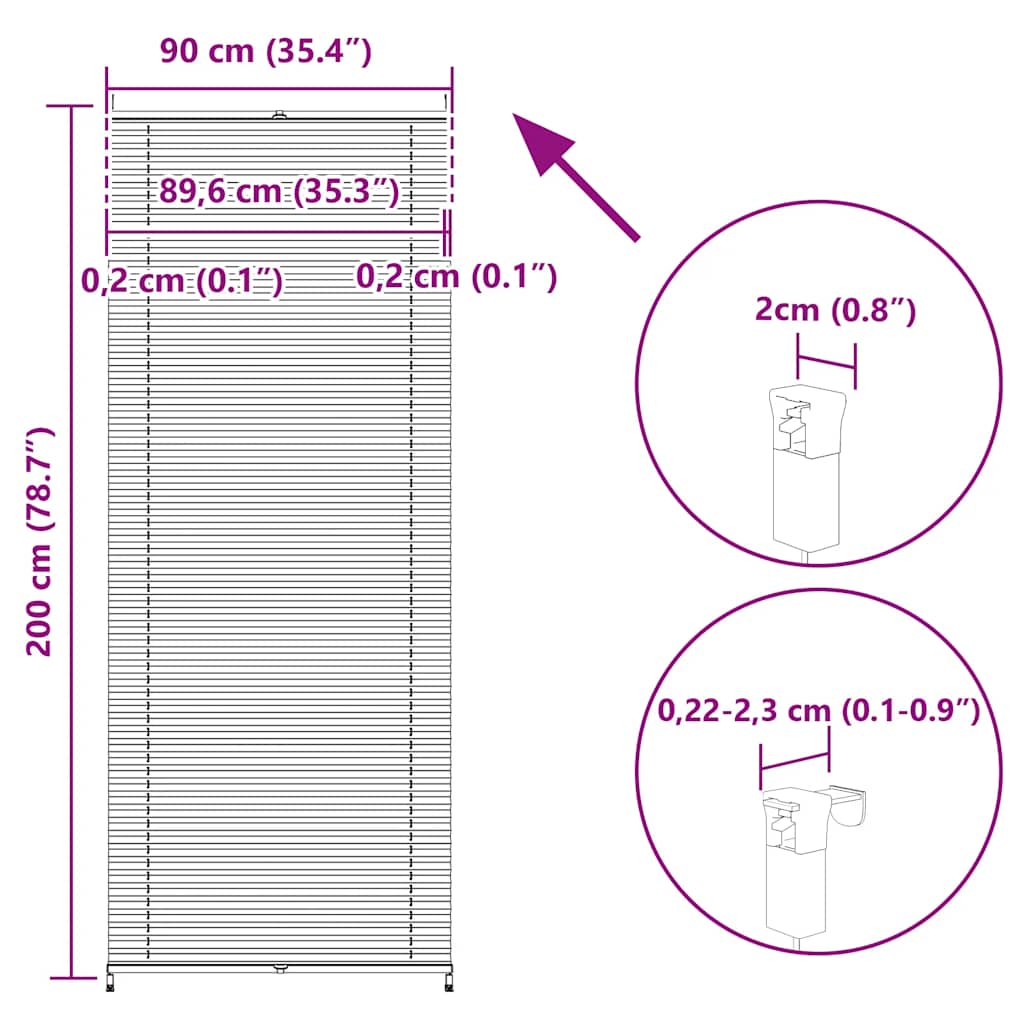 vidaXL Σύστημα Σκίασης Πλισέ Κρεμ 90 x 200 εκ.