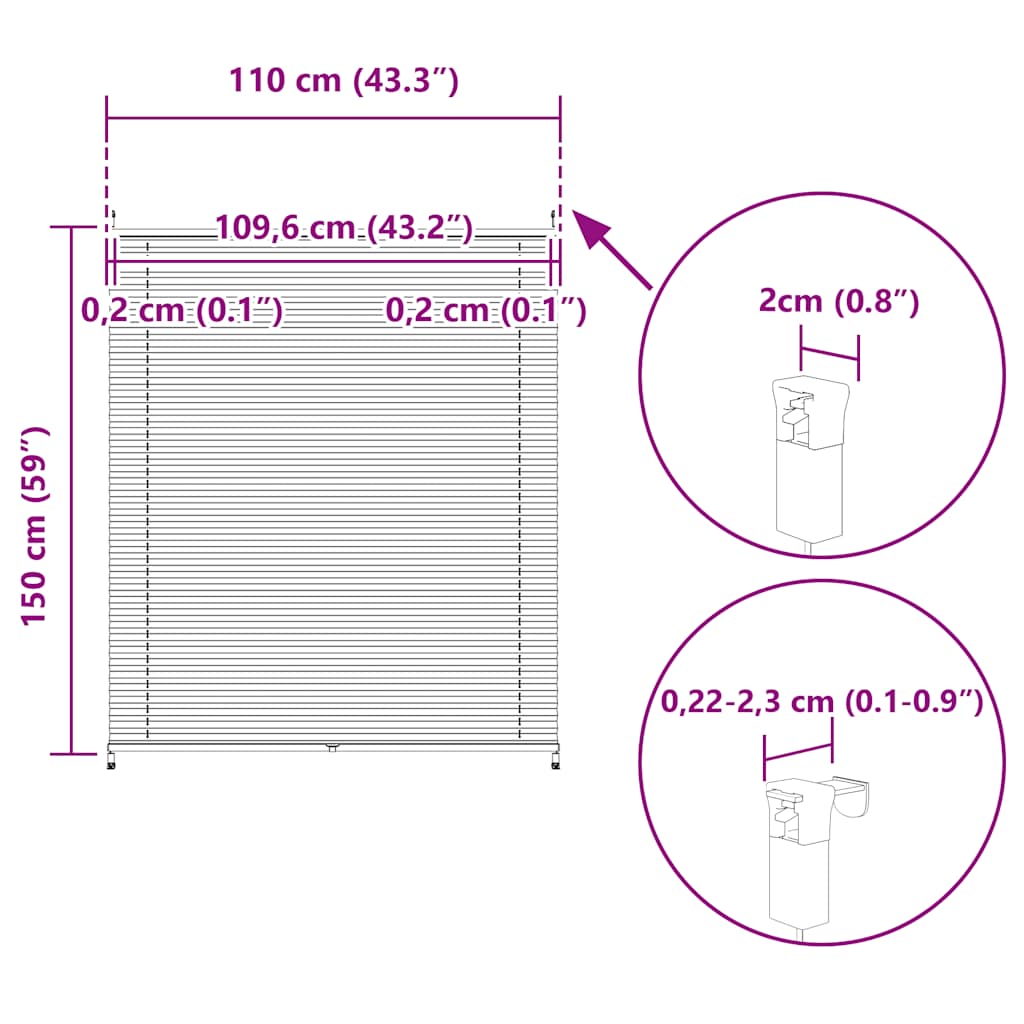 vidaXL Πλισέ ρόλερ σκίασης 110x150cm Κρεμ