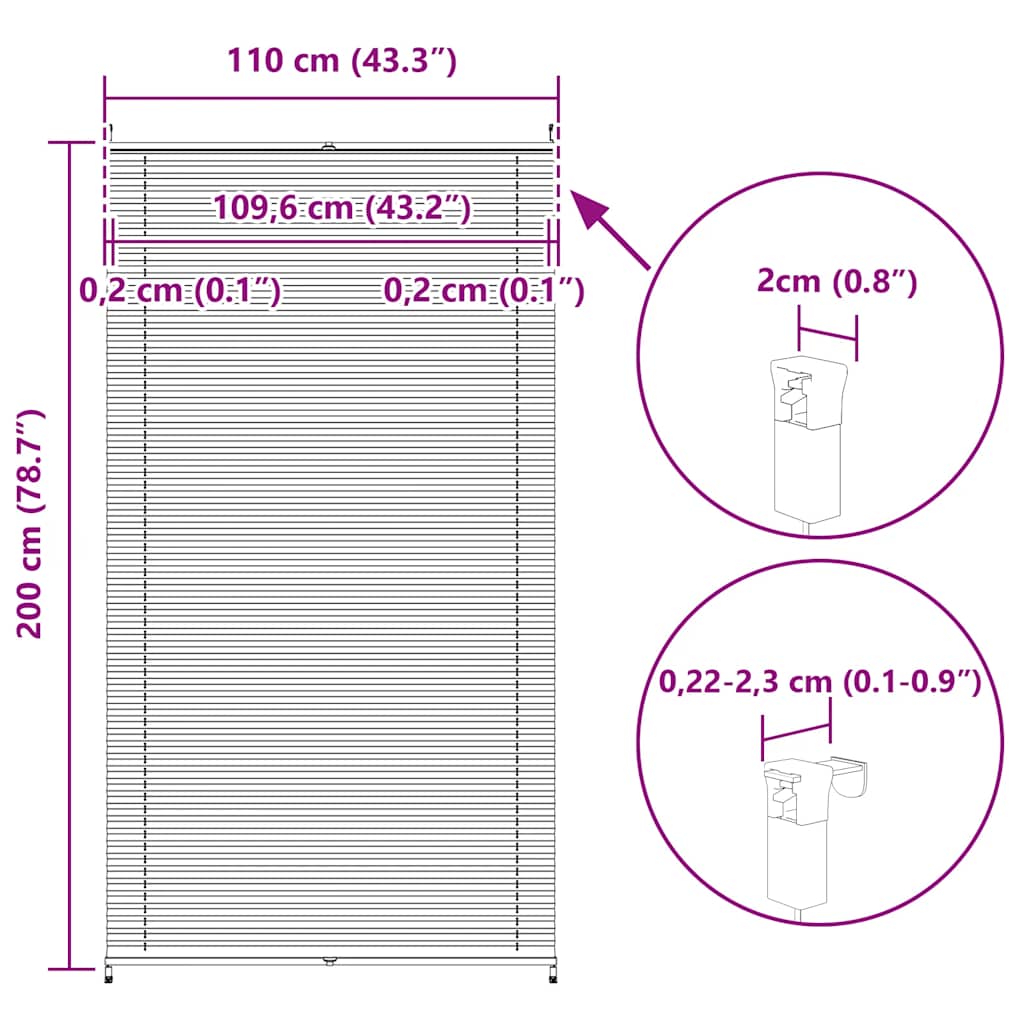 Πλισέ ρόλερ σκίασης 110x200cm Λευκό