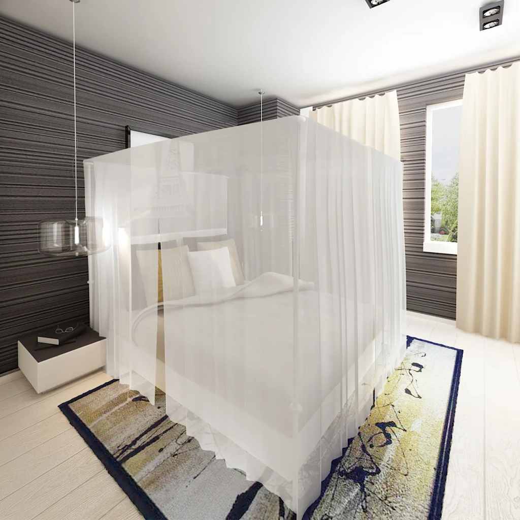 Mosquito Net Set 3 Entrances Rectangular 2 pcs White