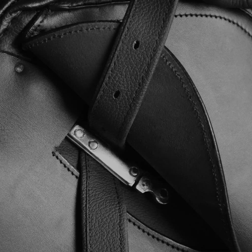 Horse Riding Saddle Set 18 cm 5-in-1 Genuine Leather Black