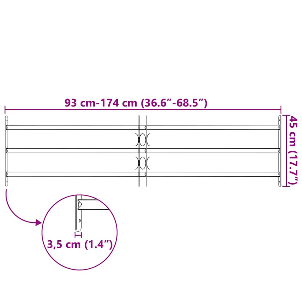 Κάγκελα Παραθύρων Ασφαλείας Ρυθμιζόμενα με 3 Μπάρες 1000-1500 χιλ.