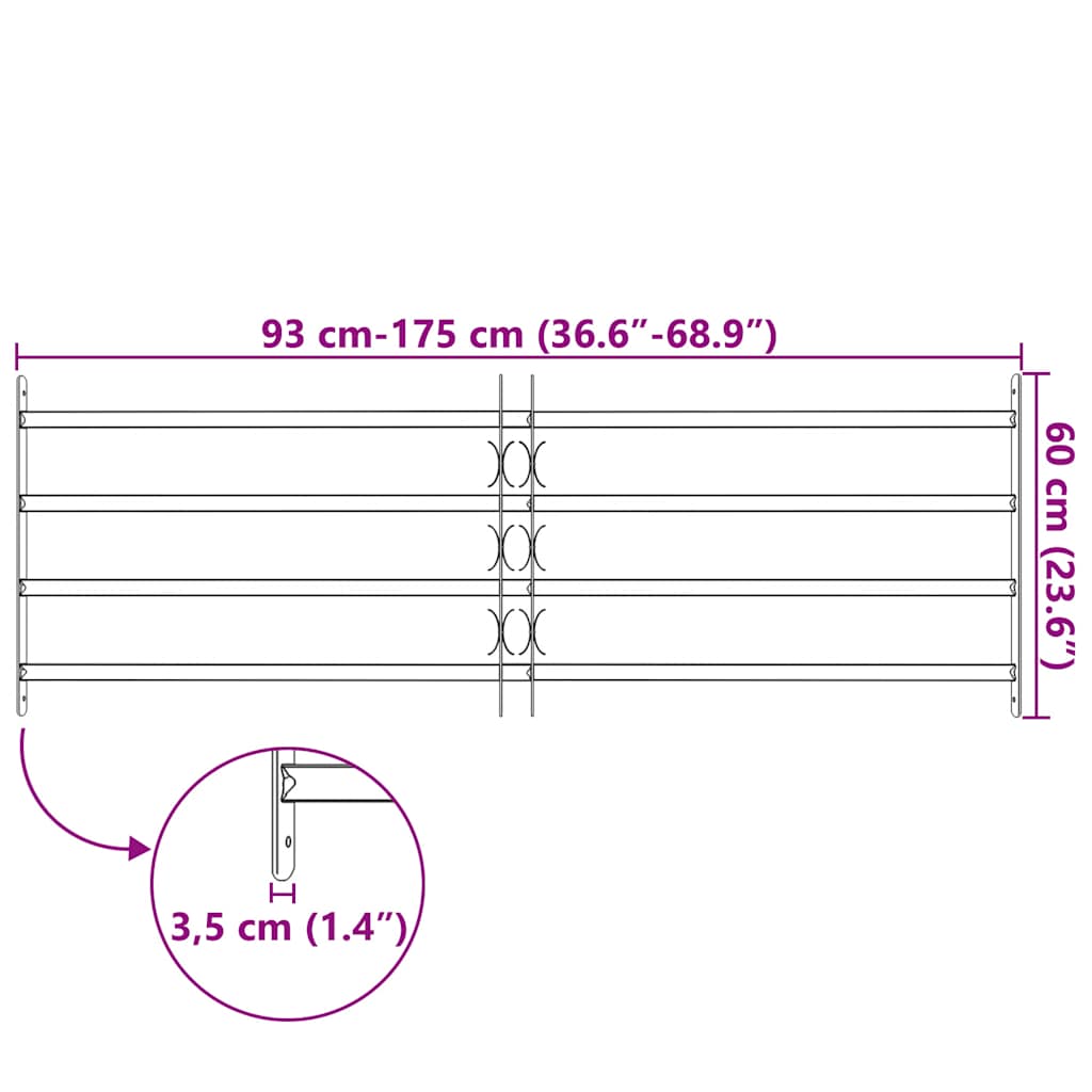 Κάγκελα Παραθύρων Ασφαλείας Ρυθμιζόμενα με 4 Μπάρες 1000-1500 χιλ.