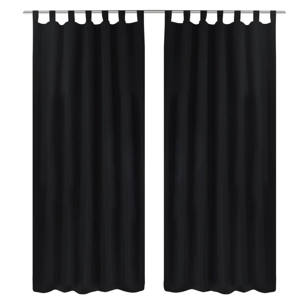 Κουρτίνες με Θηλιές 2 τεμ. Μαύρες 140 x 225 εκ. από Microsatin