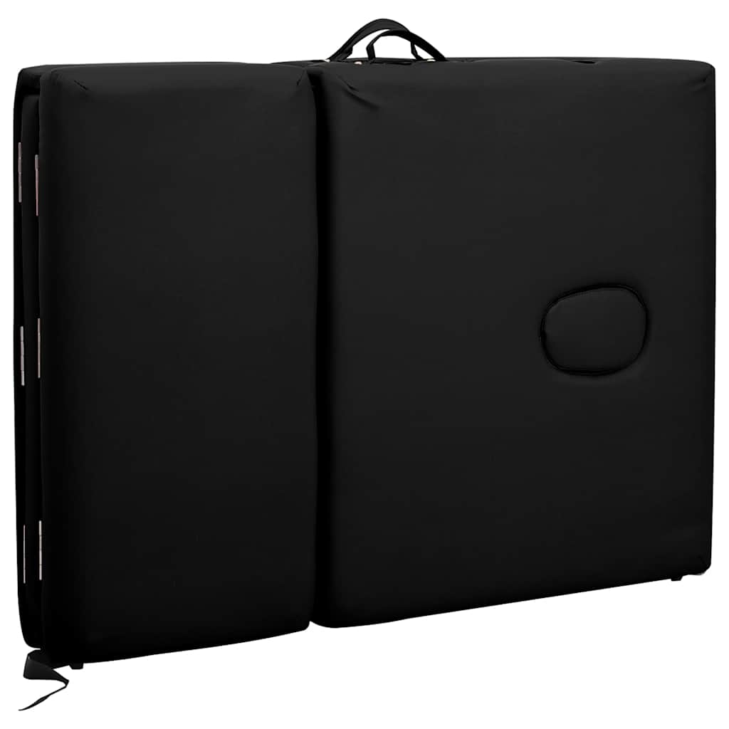 vidaXL Κρεβάτι Μασάζ Πτυσσόμενο 4 Θέσεων με Σκελετό Αλουμινίου Μαύρο