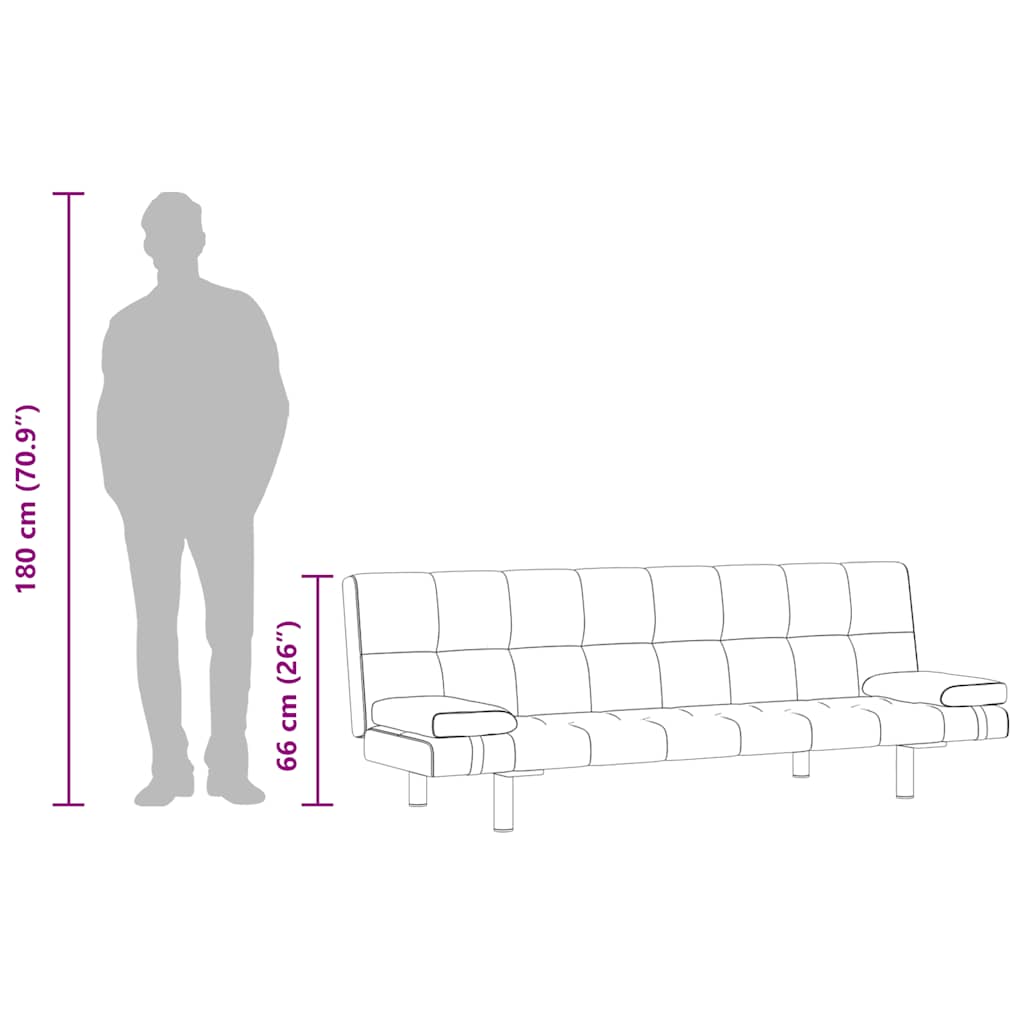 vidaXL Καναπές-Κρεβάτι 2 Μαξιλάρια Ρυθμιζόμενος Κρεμ Συνθετικό Δέρμα