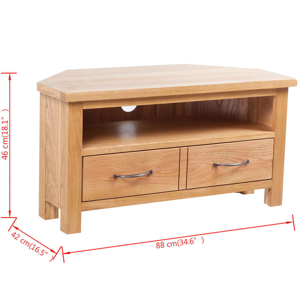 vidaXL Έπιπλο Τηλεόρασης με Συρτάρι 88 x 42 x 46 εκ. Μασίφ Ξύλο Δρυός