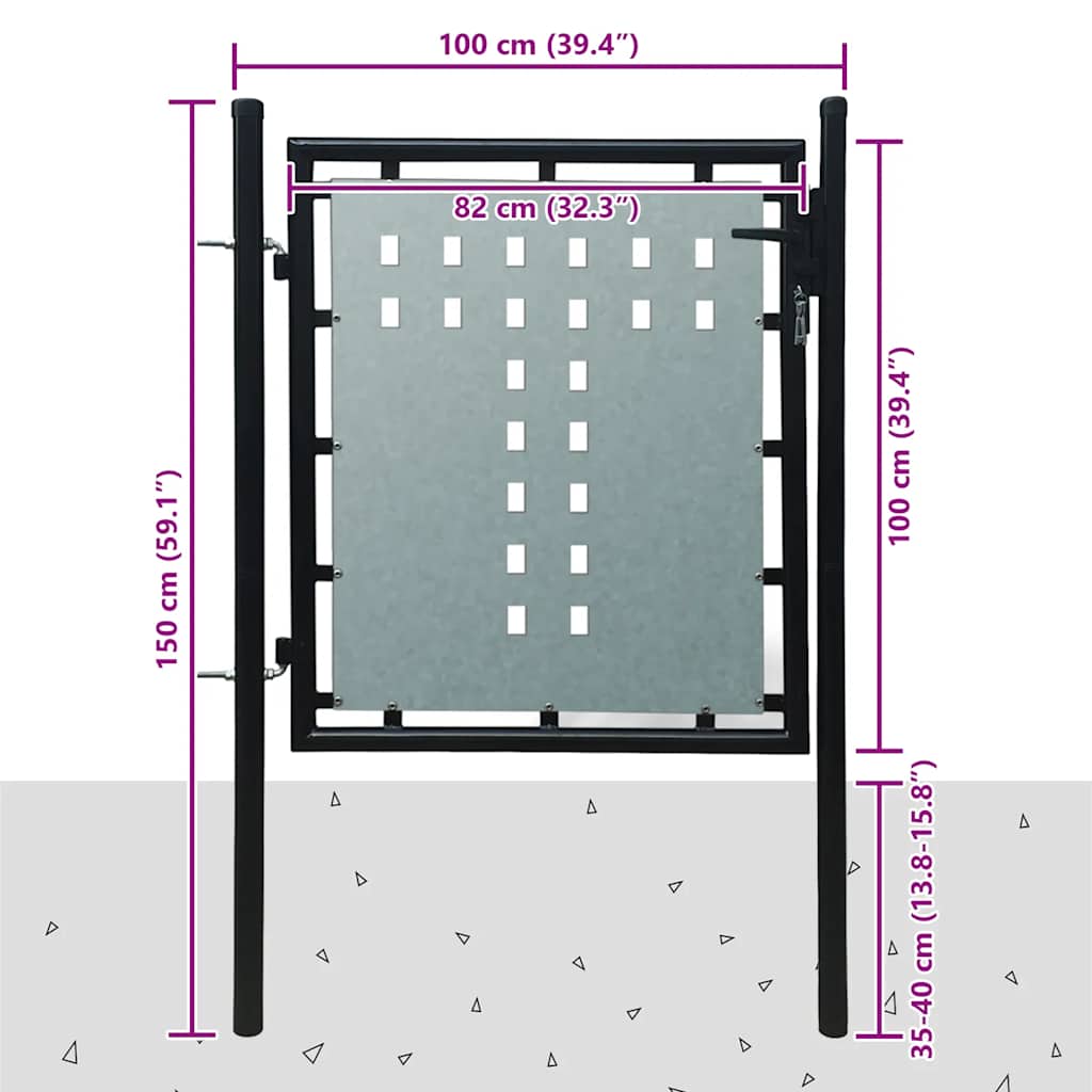 vidaXL Πόρτα με Μονή Πόρτα Μαύρη 100x100 εκ.