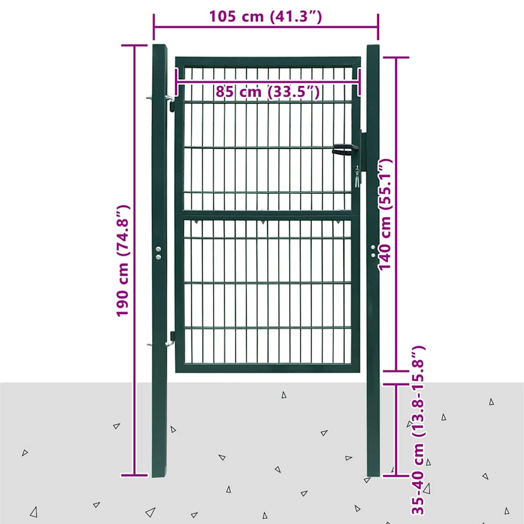 vidaXL Πόρτα Περίφραξης 2D (Μονή) Πράσινη 100x140 εκ.