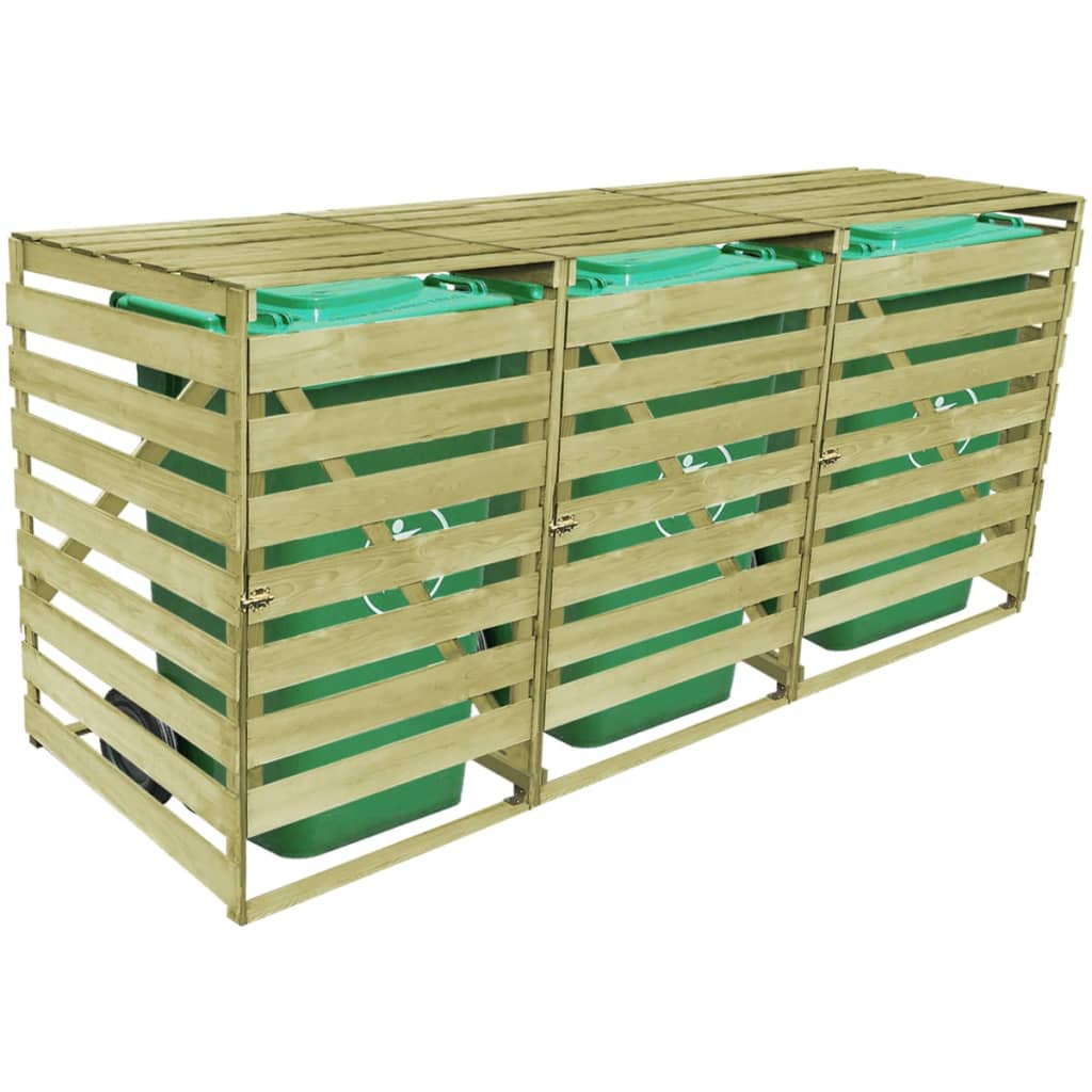 vidaXL Πλαίσιο Τριπλό για Κάδους Απορριμμάτων 240 L Εμποτισμένο Ξύλο