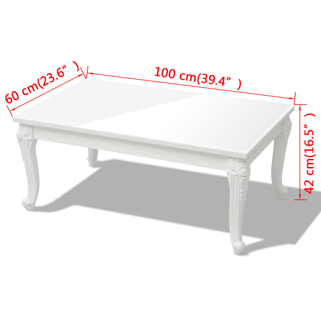 vidaXL Τραπεζάκι Σαλονιού Γυαλιστερό Λευκό 100 x 60 x 42 εκ.