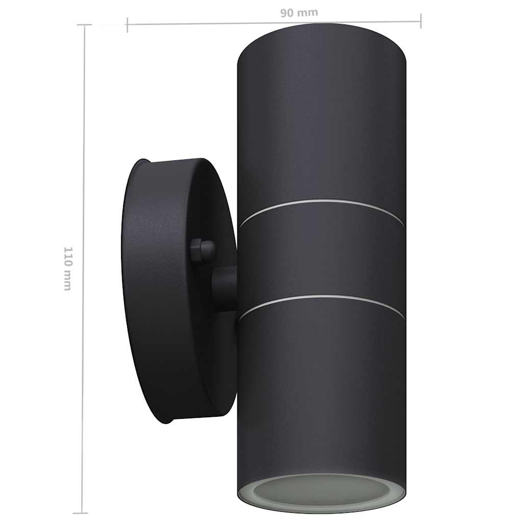 vidaXL Φωτιστικά Τοίχου LED Εξωτερικού Χώρου 2 τεμ. Ανοξείδωτο Ατσάλι