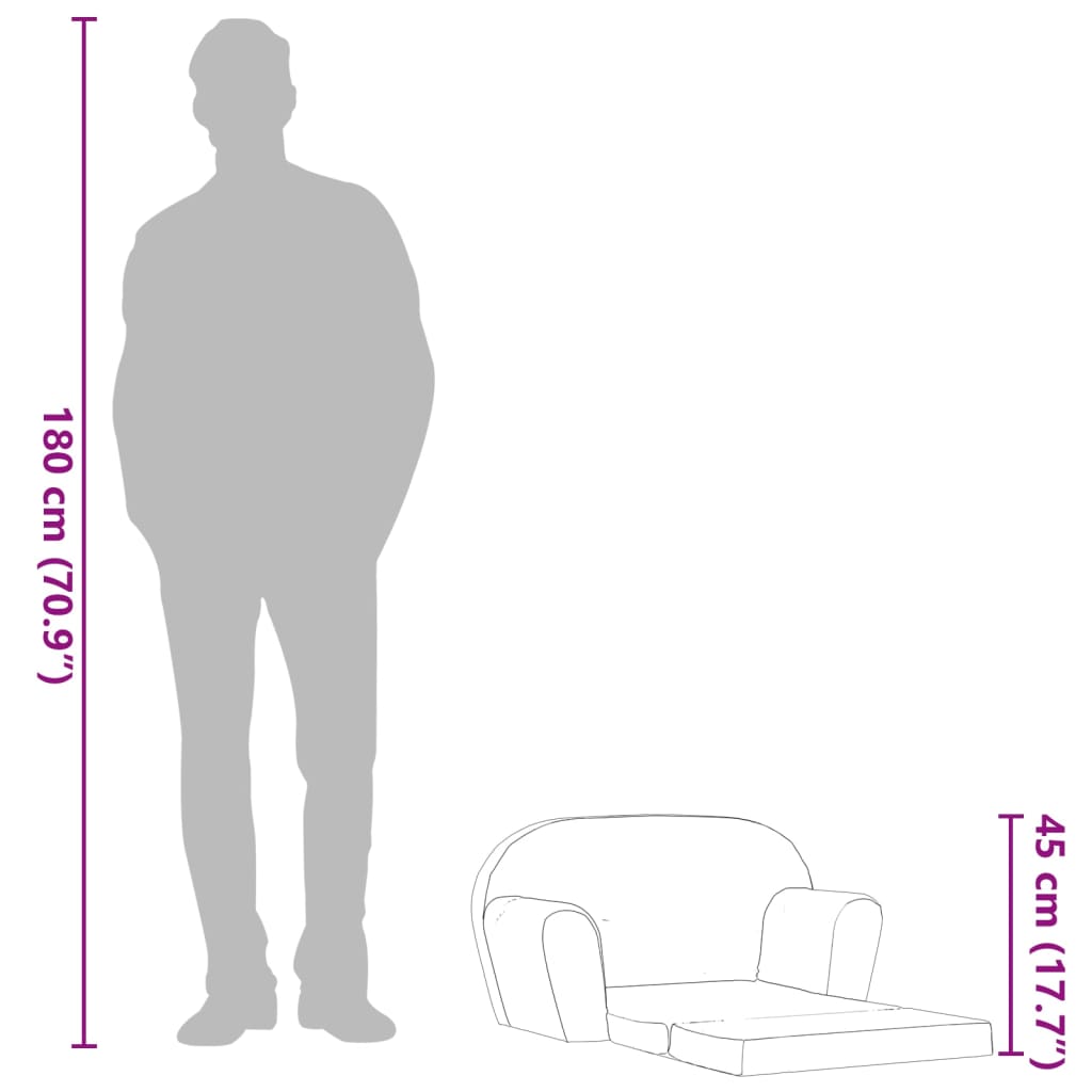 vidaXL Πολυθρόνα-Κρεβάτι Παιδική Ανοιχτό Γκρι