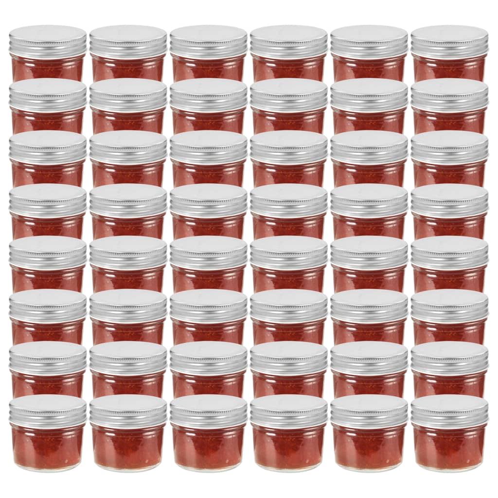 vidaXL Βάζα Μαρμελάδας 48 τεμ. 110 ml Γυάλινα με Ασημένια Καπάκια