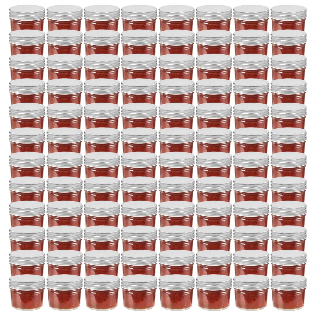 vidaXL Βάζα Μαρμελάδας 96 τεμ. 110 ml Γυάλινα με Ασημένια Καπάκια