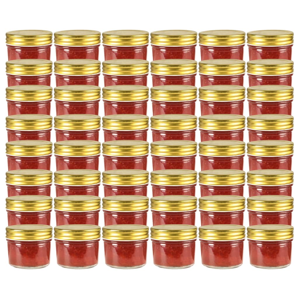 vidaXL Βάζα Μαρμελάδας 48 τεμ. 110 ml Γυάλινα με Χρυσά Καπάκια