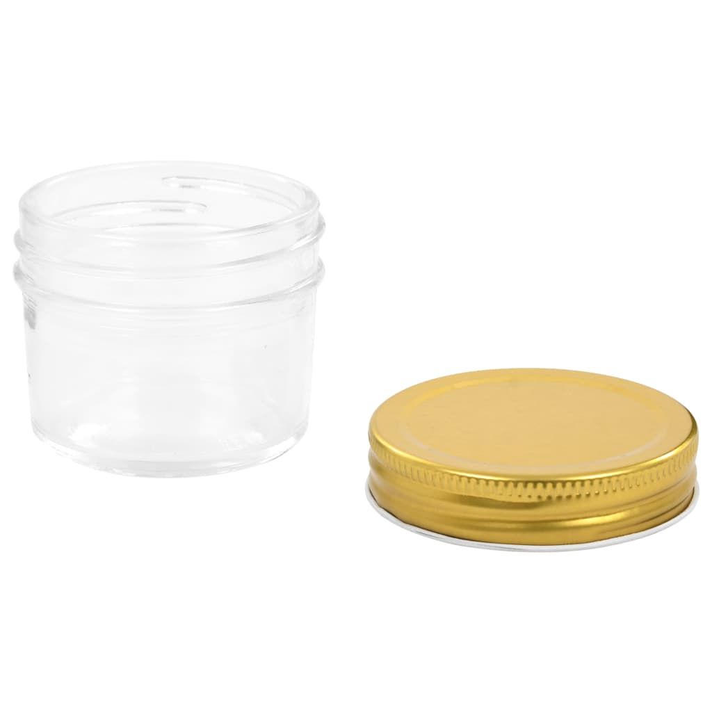 vidaXL Βάζα Μαρμελάδας 96 τεμ. 110 ml Γυάλινα με Χρυσά Καπάκια