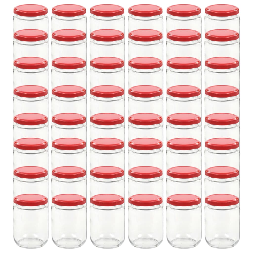 vidaXL Βάζα Μαρμελάδας 48 τεμ. 230 ml Γυάλινα με Κόκκινα Καπάκια