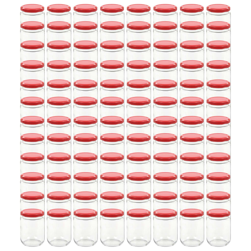 vidaXL Βάζα Μαρμελάδας 96 τεμ. 230 ml Γυάλινα με Κόκκινα Καπάκια