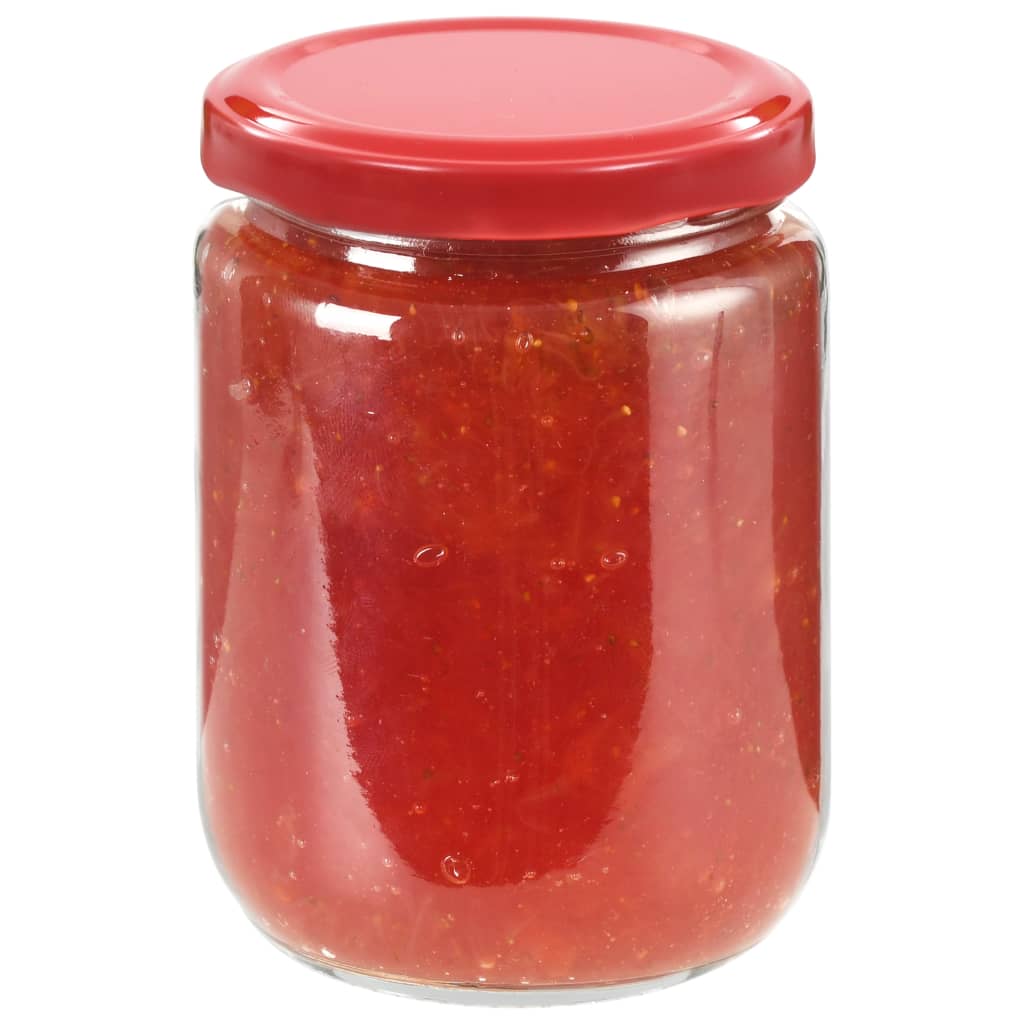 vidaXL Βάζα Μαρμελάδας 96 τεμ. 230 ml Γυάλινα με Κόκκινα Καπάκια