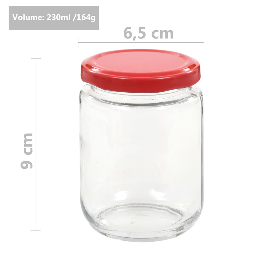vidaXL Βάζα Μαρμελάδας 96 τεμ. 230 ml Γυάλινα με Κόκκινα Καπάκια