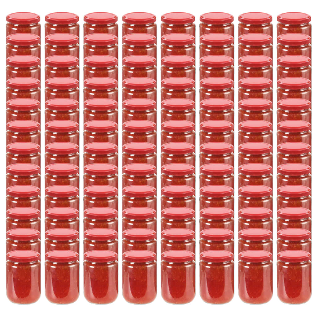 vidaXL Βάζα Μαρμελάδας 96 τεμ. 230 ml Γυάλινα με Κόκκινα Καπάκια