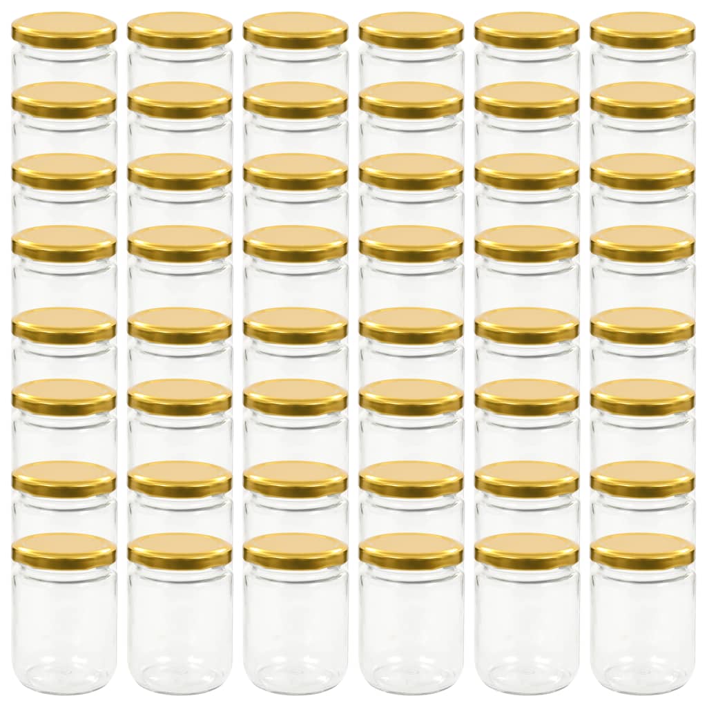 vidaXL Βάζα Μαρμελάδας 48 τεμ. 230 ml Γυάλινα με Χρυσά Καπάκια