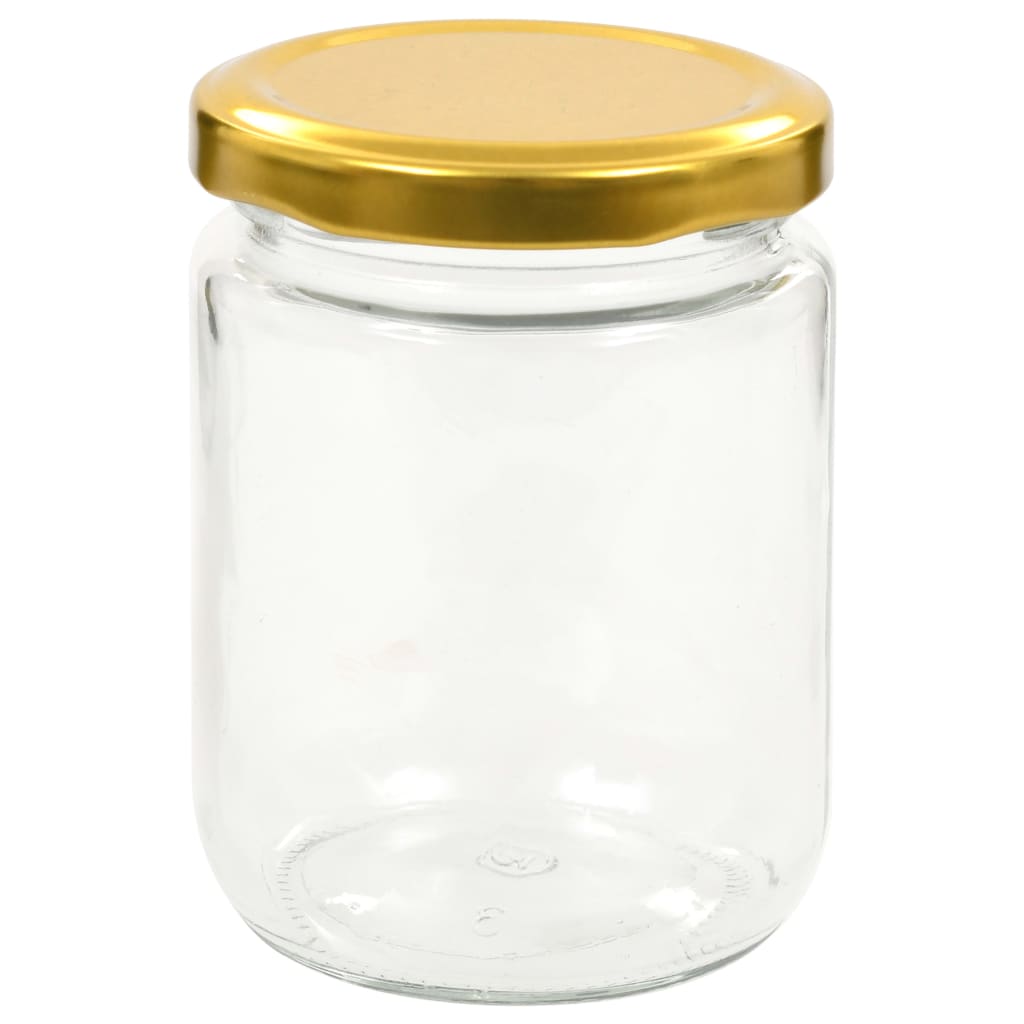 vidaXL Βάζα Μαρμελάδας 48 τεμ. 230 ml Γυάλινα με Χρυσά Καπάκια