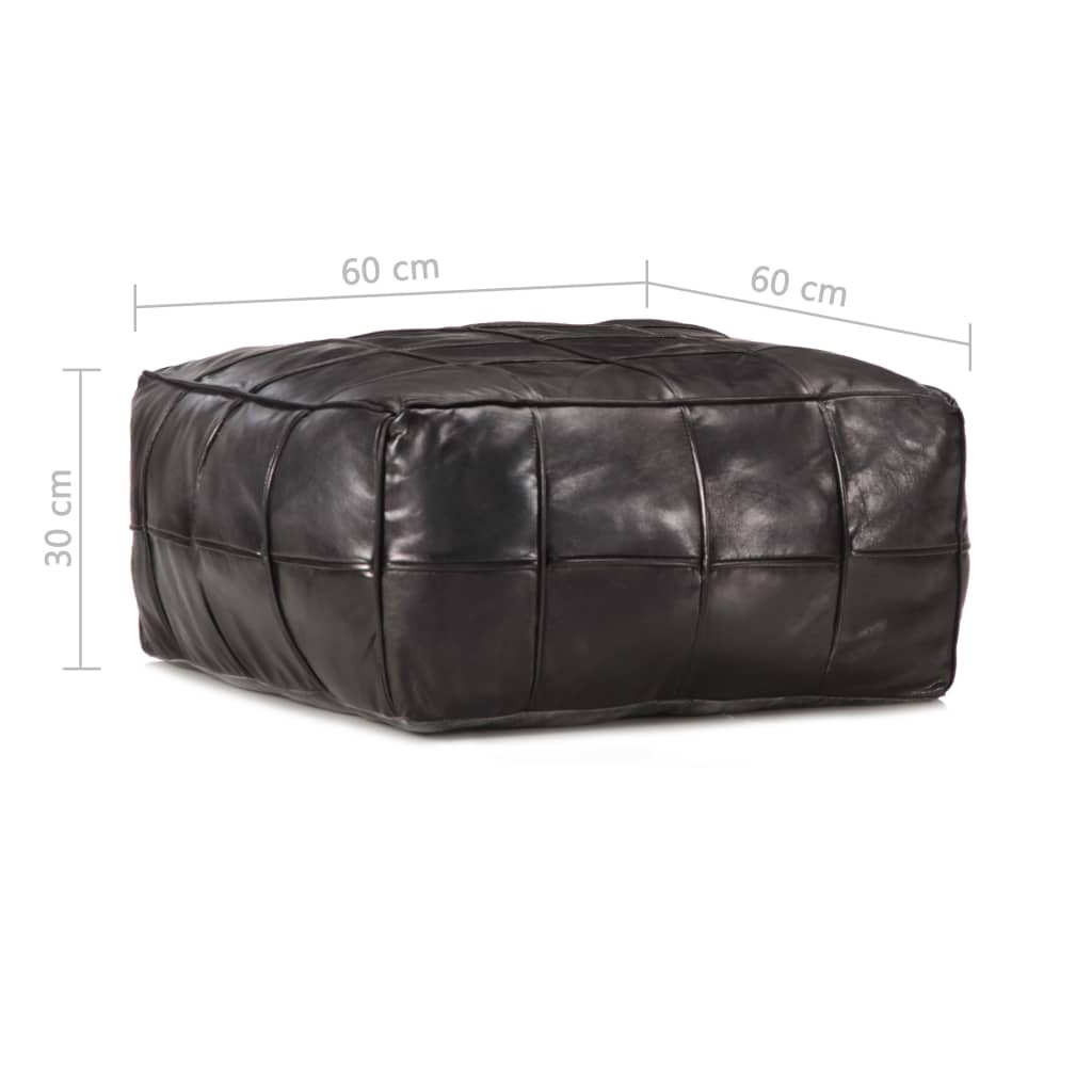 vidaXL Πουφ Μαύρο 60 x 60 x 30 εκ. από Γνήσιο Δέρμα Κατσίκας