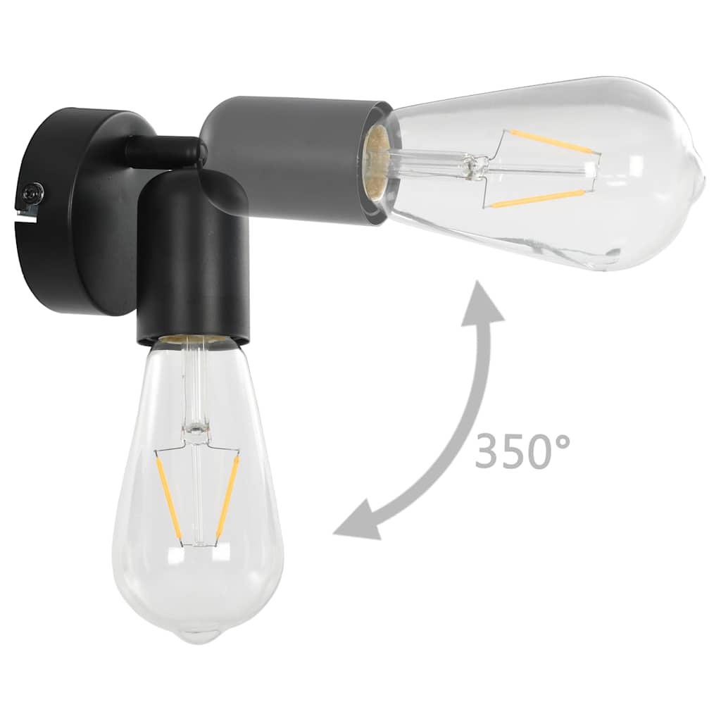vidaXL Φωτιστικά Σποτ 2 τεμ. Μαύρα με Λαμπτήρες Filament 2W Ε27