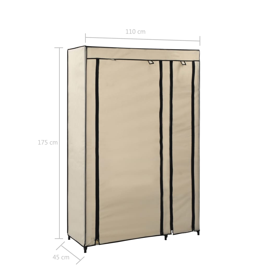 vidaXL Ντουλάπα Αναδιπλούμενη Κρεμ 110 x 45 x 175 εκ. Υφασμάτινη