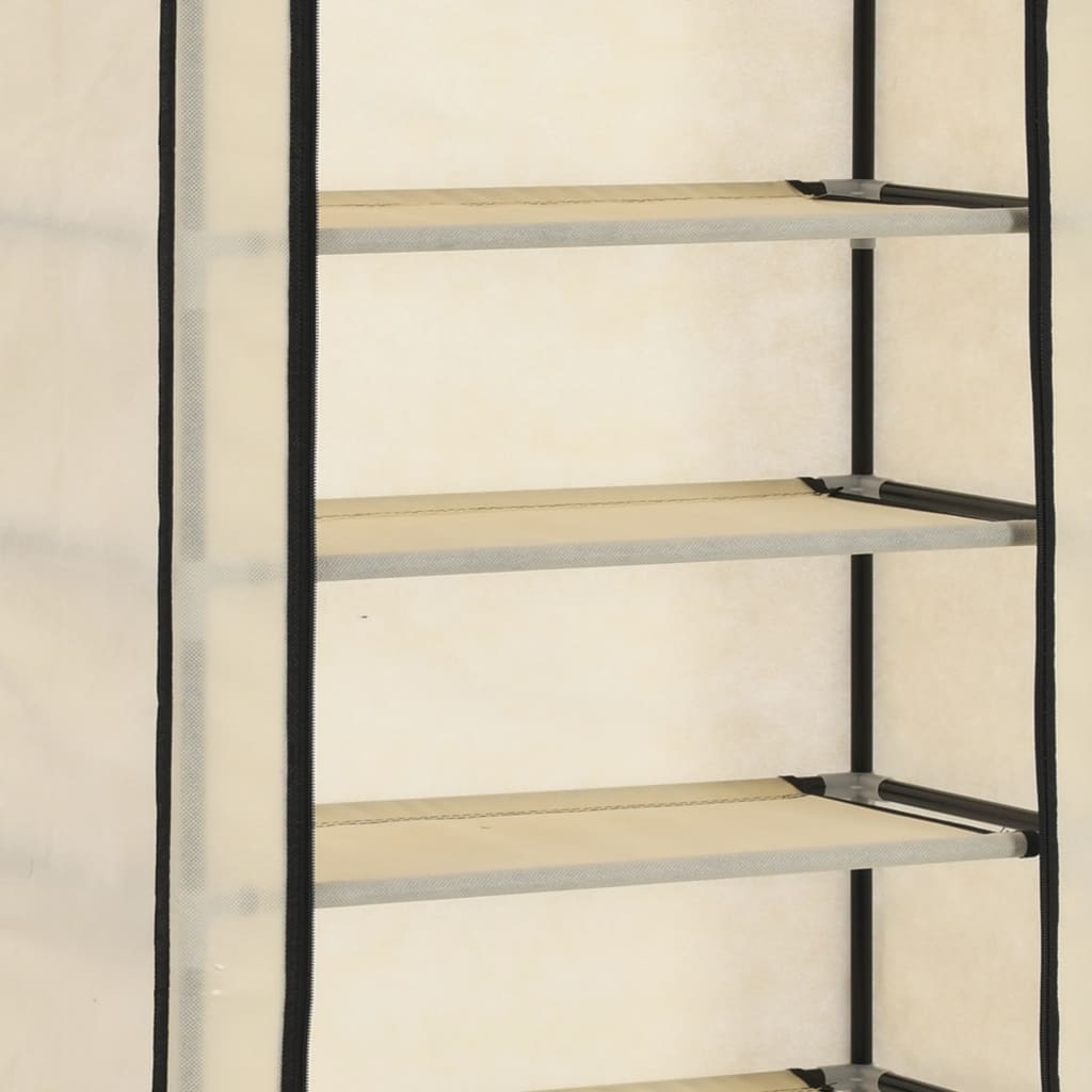 vidaXL Παπουτσοθήκη με Κάλυμμα Κρεμ 57 x 29 x 162 εκ. Υφασμάτινη