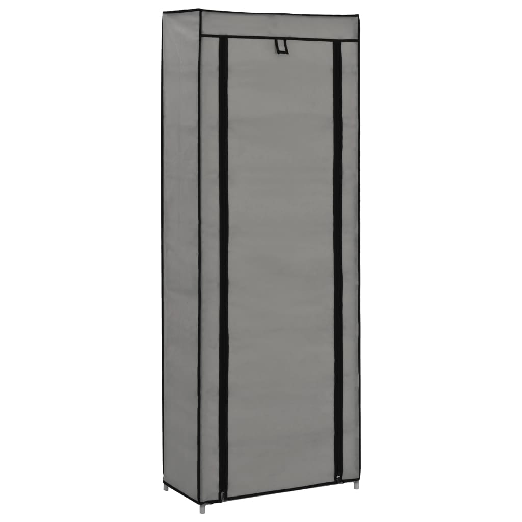 vidaXL Παπουτσοθήκη με Κάλυμμα Γκρι 57 x 29 x 162 εκ. Υφασμάτινη