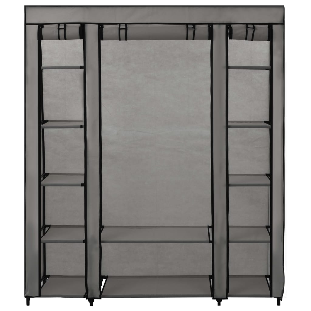 vidaXL Ντουλάπα με Ράφια / Σωλήνες Γκρι 150x45x176 εκ. Υφασμάτινη