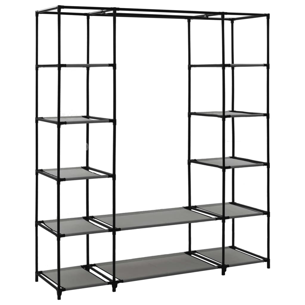vidaXL Ντουλάπα με Ράφια / Σωλήνες Γκρι 150x45x176 εκ. Υφασμάτινη