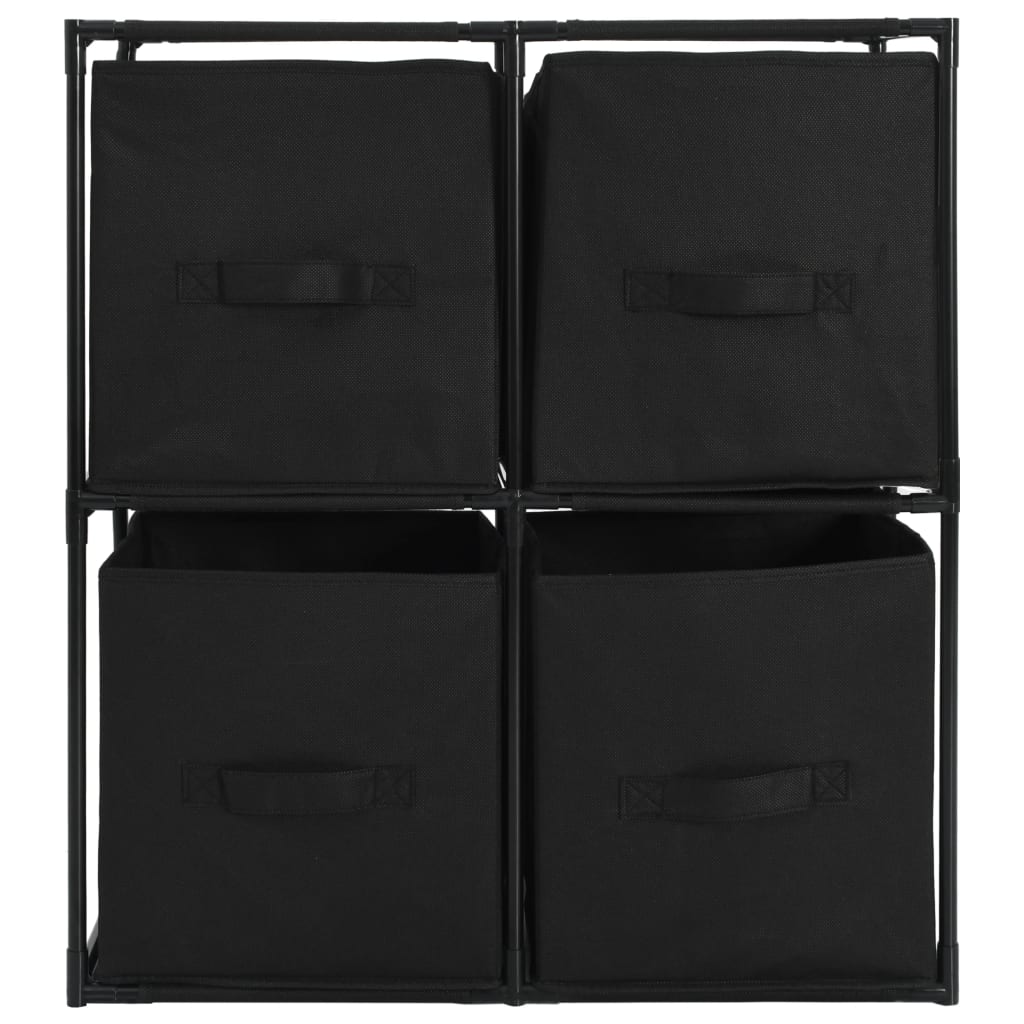 vidaXL Ντουλάπι με 4 Υφασμάτινα Καλάθια Μαύρο 63x30x71 εκ. από Ατσάλι