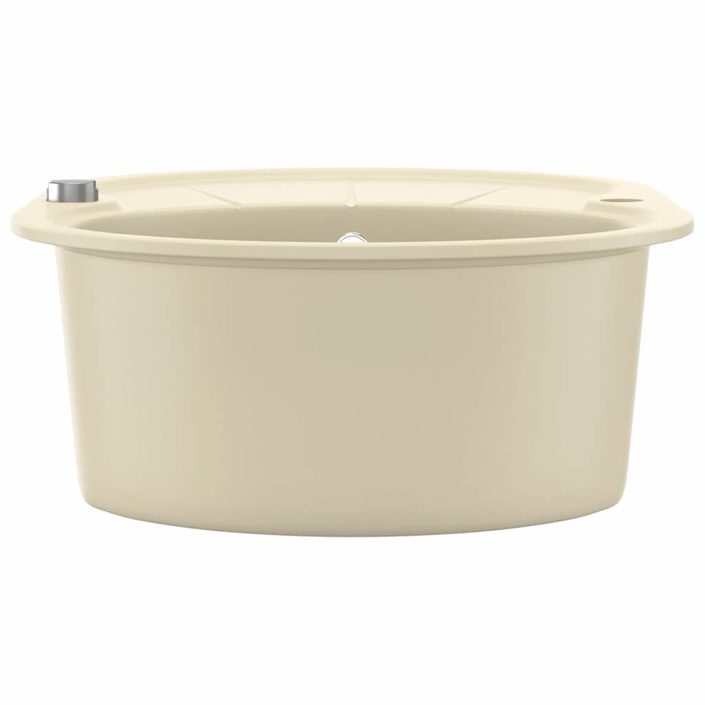 vidaXL Νεροχύτης με Μονή Γούρνα Οβάλ Μπεζ Γρανιτένιος