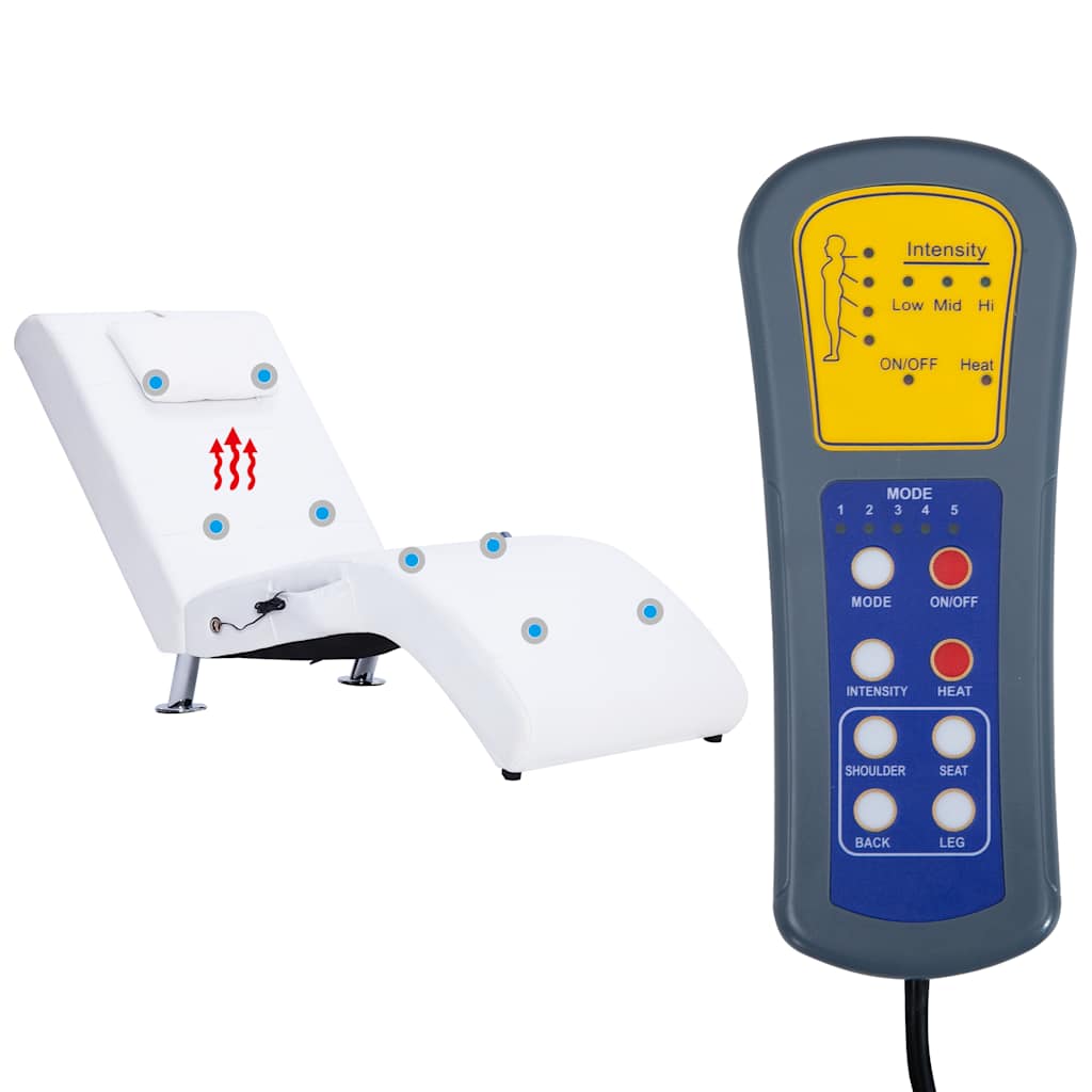 vidaXL Πολυθρόνα/Ανάκλιντρο Μασάζ Λευκή Συνθετικό Δέρμα με Μαξιλάρι