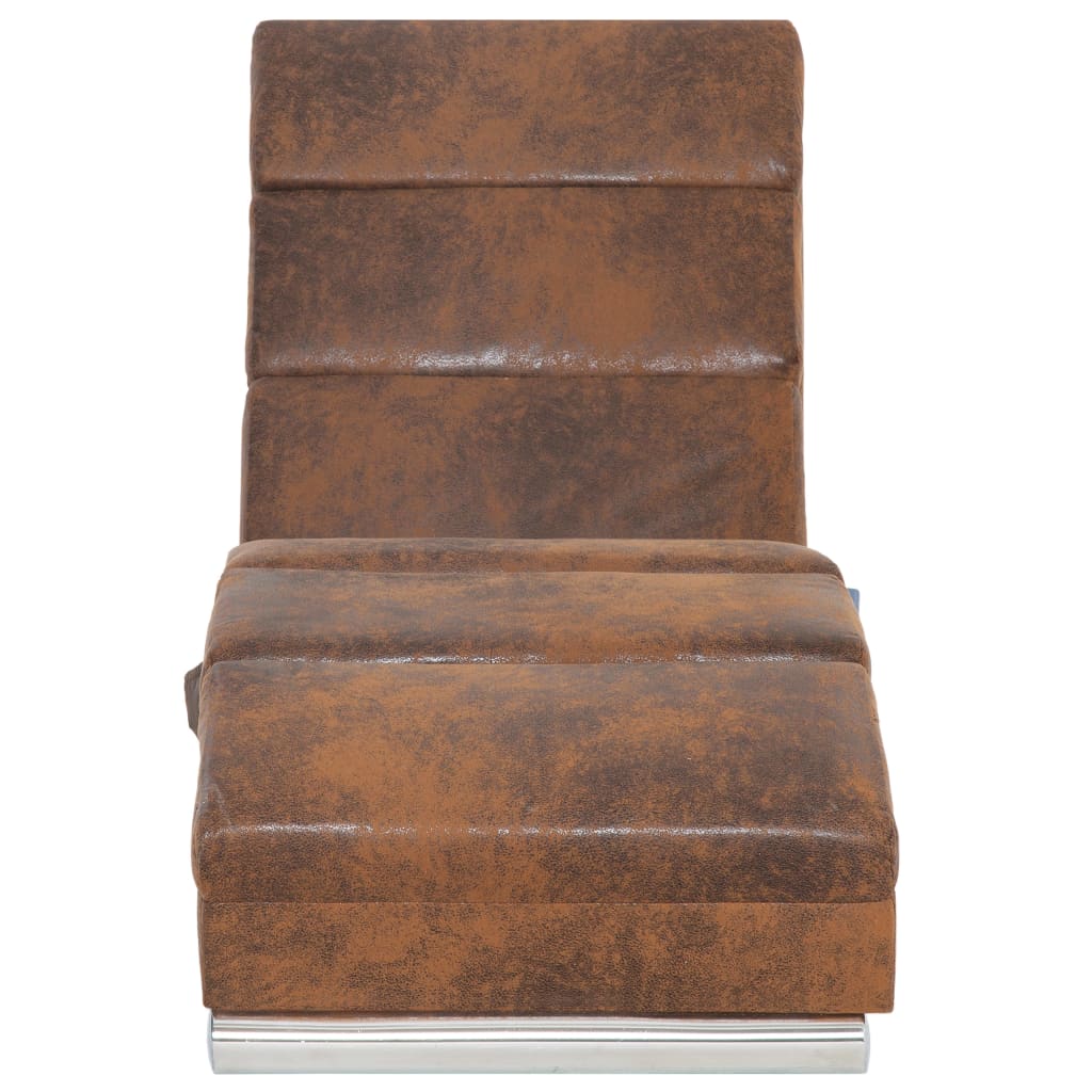 vidaXL Πολυθρόνα/Ανάκλιντρο Μασάζ Καφέ από Συνθετικό Καστόρι