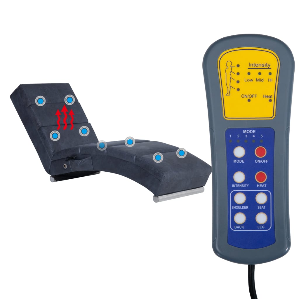 vidaXL Πολυθρόνα/Ανάκλιντρο Μασάζ Γκρι από Συνθετικό Καστόρι