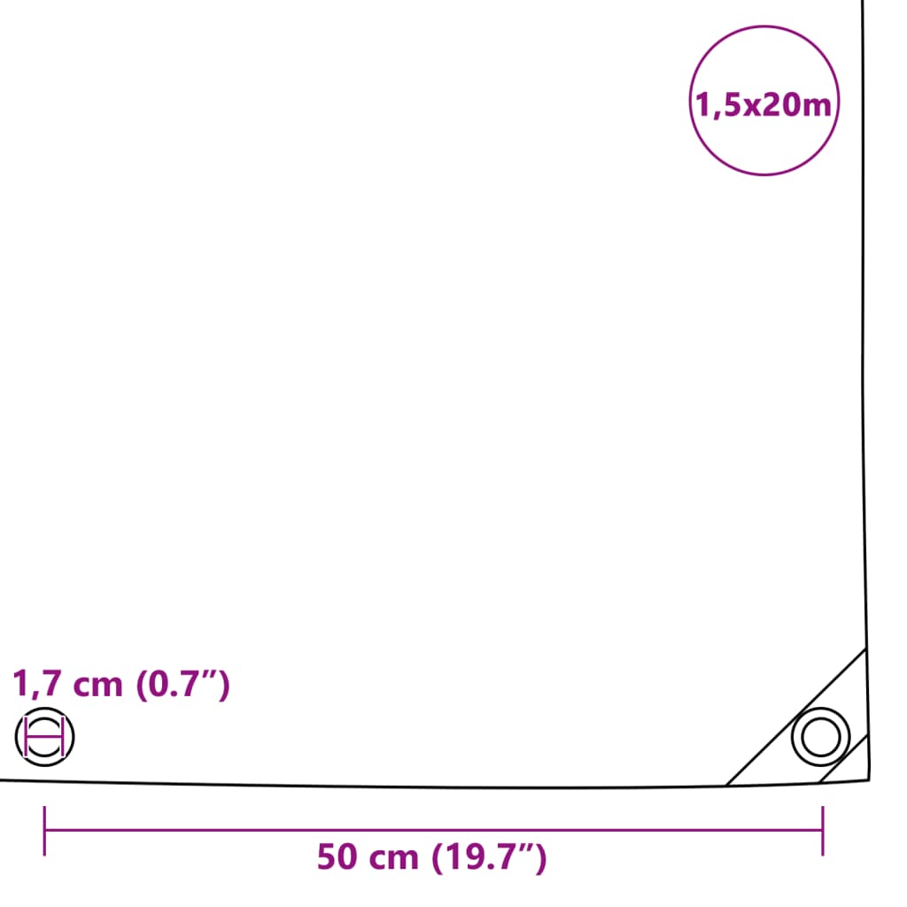 vidaXL Μουσαμάς Γκρι 1,5 x 20 μ. 650 γρ./μ.²
